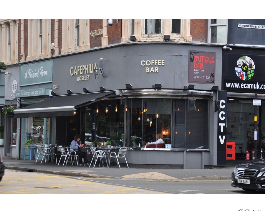 Birmingham's Cafephilia, on the corner of Alcester Road & Woodbridge Road in Moseley...