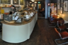 Stepping inside, Cafephilia is L-shaped. The counter's ahead of you in the top part of the L...