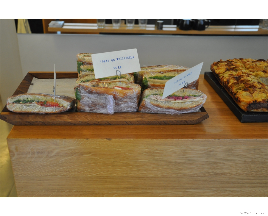There are plenty of savoury options, including sandwiches...