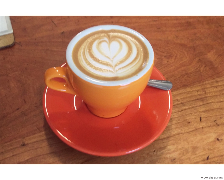 My flat white, made with the Heartbreaker espresso blend.