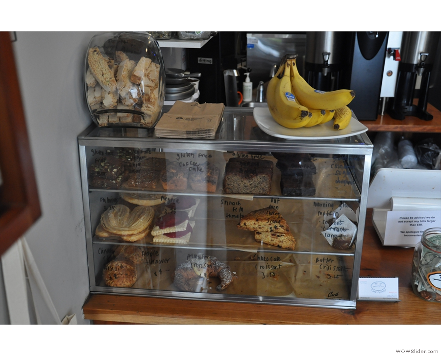 As well as coffee, there's also a selection of cookies, etc, plus some healthier options.