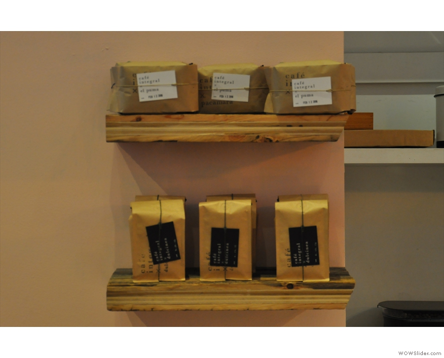 ... while a full range of Café Integral's beans are available for sale.