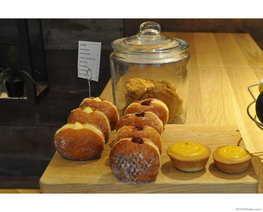 Back to the counter, where you are greeted by doughnuts and lemon curd tarts.
