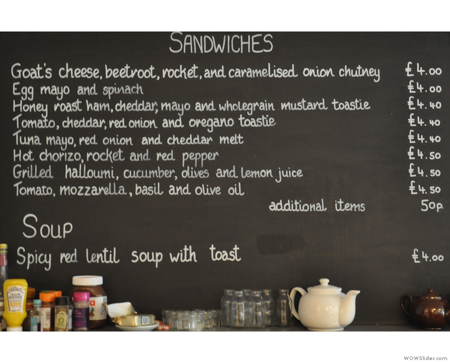 And here are the sandwiches. There's also a separate breakfast menu (if you ask nicely).