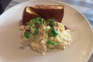On my first visit, I had the scrambled eggs with griddled homemade cornbread...