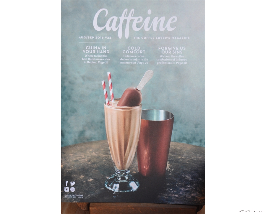 Caffeine Magazine #22 celebrates summer with a picture of a rather splendid coffee shake.