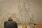There's a neat picture of the Cathedral on the wall at the back, drawn by a local artist.