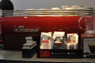 The La Marzocco was a pleasing shade of red. Both coffee & Clever-drippers are for sale.