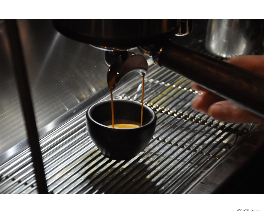 The trick with any lever machine is to remove the cup while the espresso is still extracting.