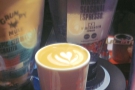 ... and here enjoying another flat white at the Grumpy Mule stand.