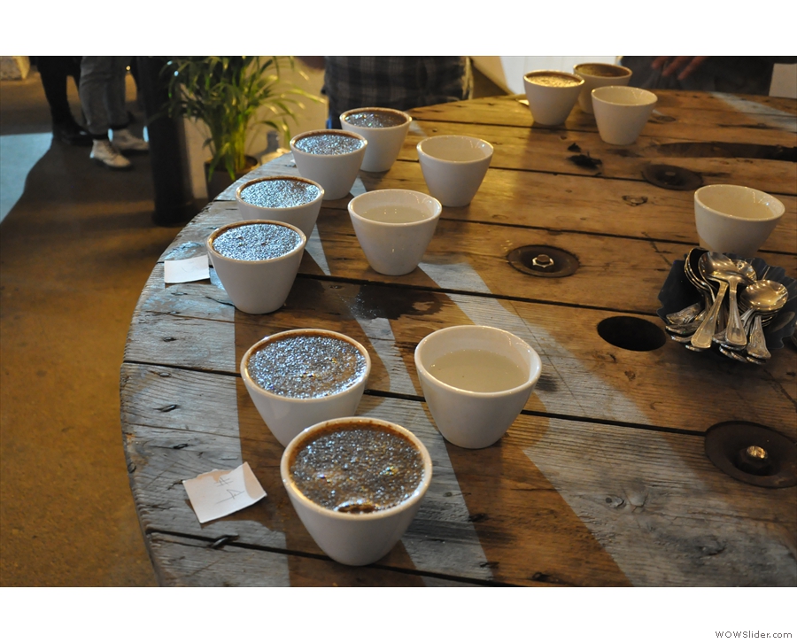 The cupping bowls are now ready to go... Let the slurping commence!