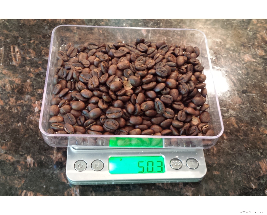 These are my On Balance Envy Scales, useful for measuring the coffee in...