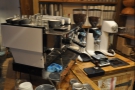The espresso machine and its grinders (house, guest and filter).