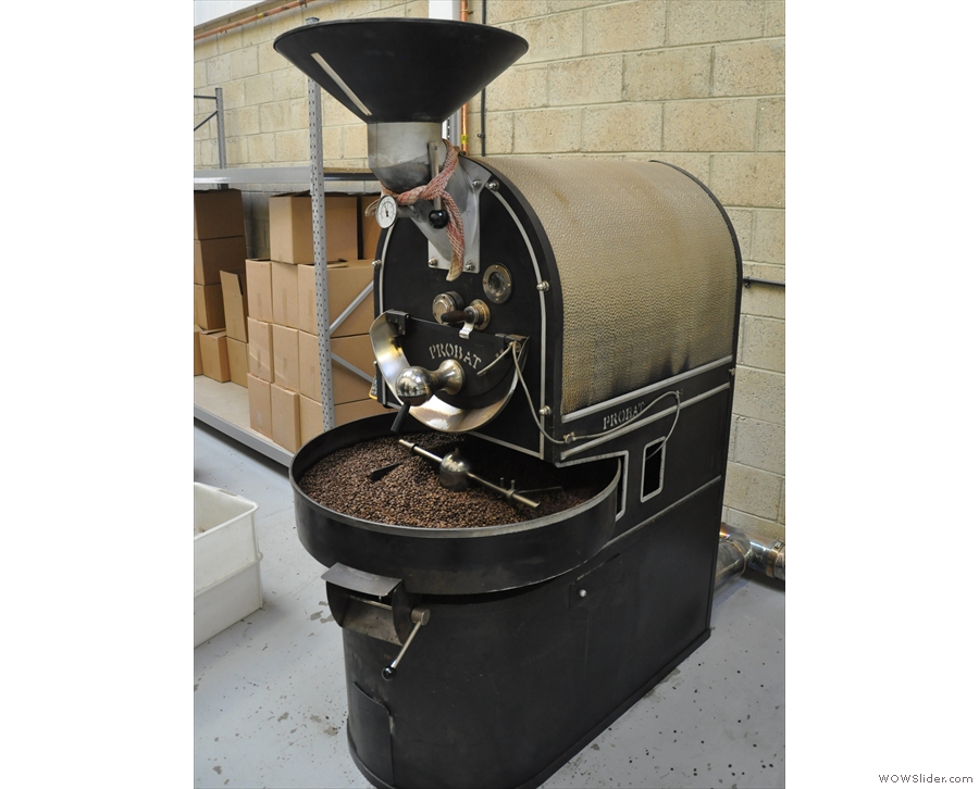 The Roasting Party in Winchester with the eponymous roaster, cooling a recent roast...