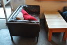 The communal table by the window's been replaced by two very comfortable-looking sofas...