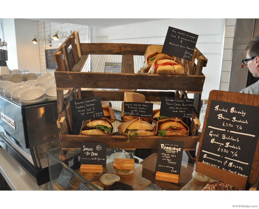 Some of the sandwiches on offer at Cartwheel, as displayed on the counter...