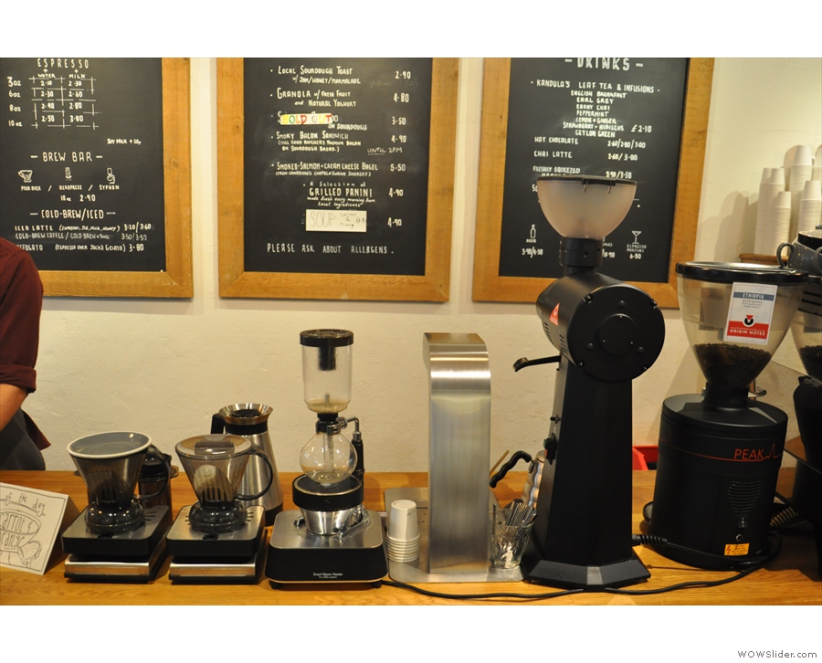 The flter coffee is out there for all to see, including the hot water dispenser & EK-43 grinder.