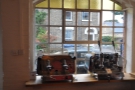 Other neat features include these two old espresso machines in the window sill.