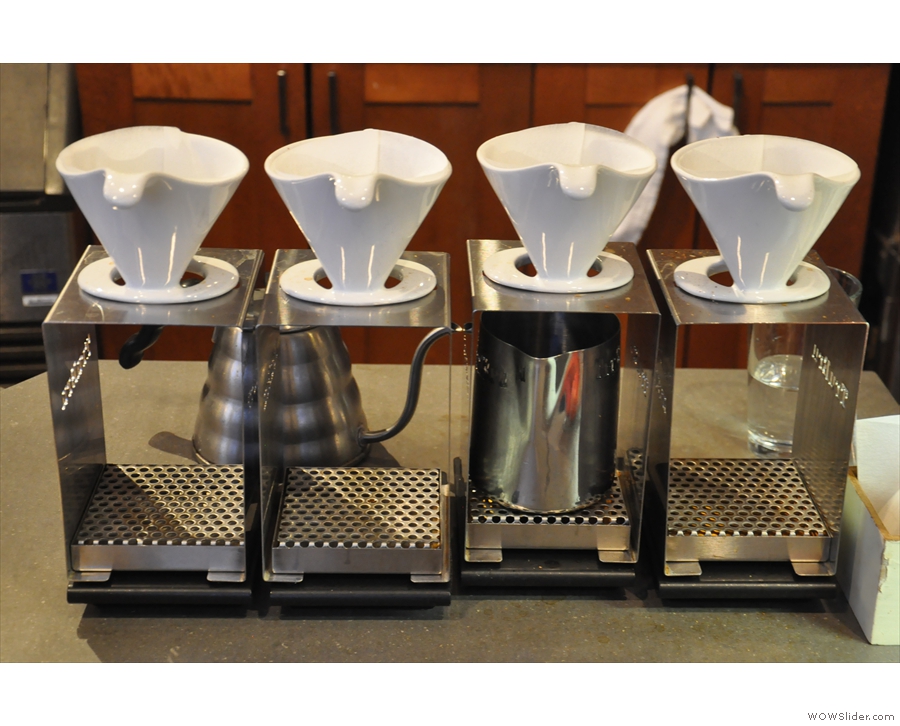 Ultimo is big fan of pour-over, using these Bee House Drippers.