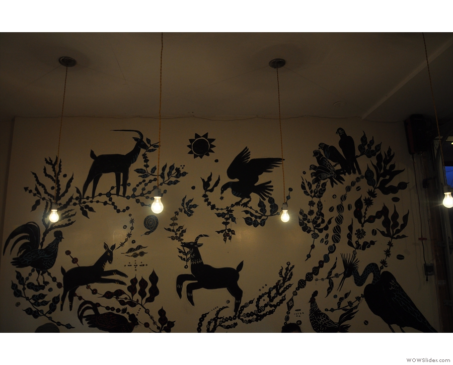 There are also these lights at the back, along with this interesting drawing on the wall.