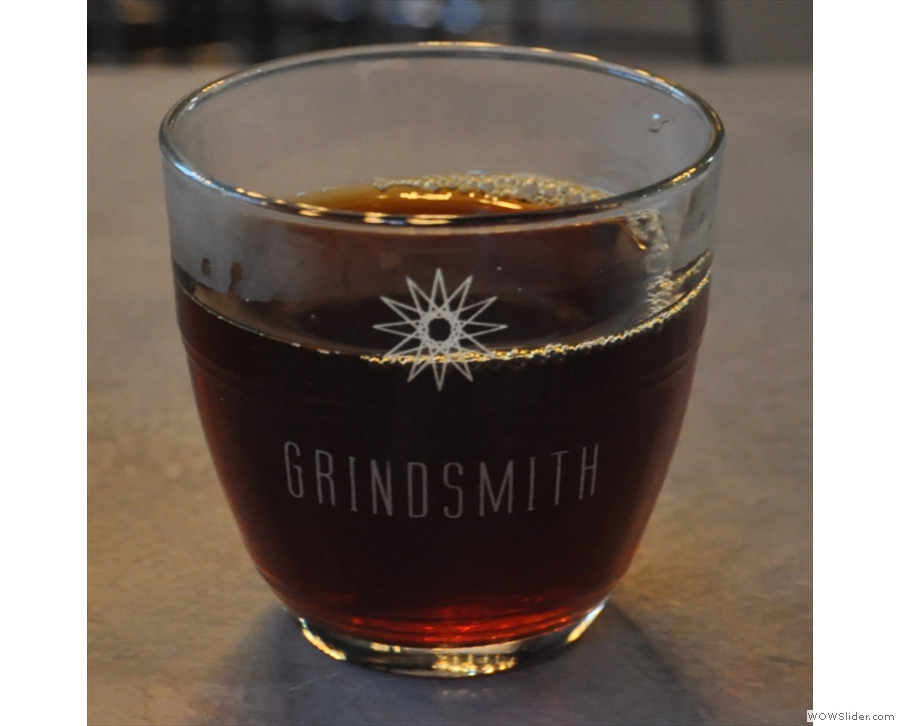 Grindsmith Media City, another excellent Kalita Wave pour-over, beautfiully presented.