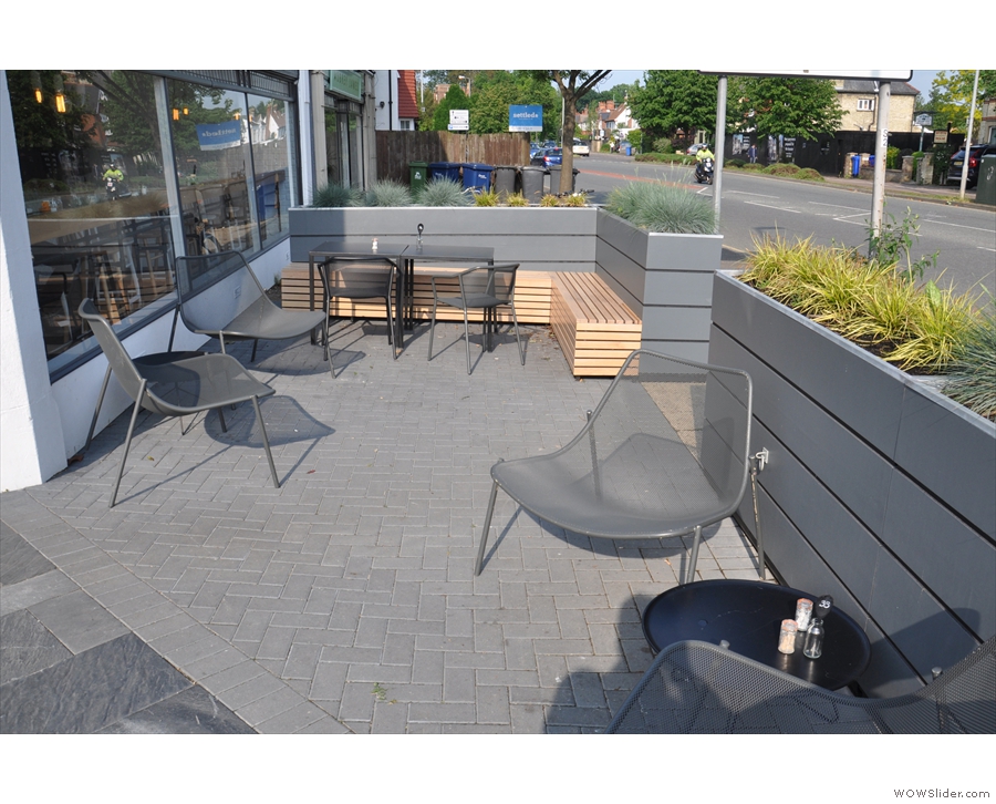There's also a smaller seating area alongside Chesterton Road itself.