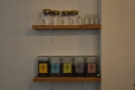 I liked this shelf behind the counter with its tea from Brew Tea Co, plus tea pots of course.
