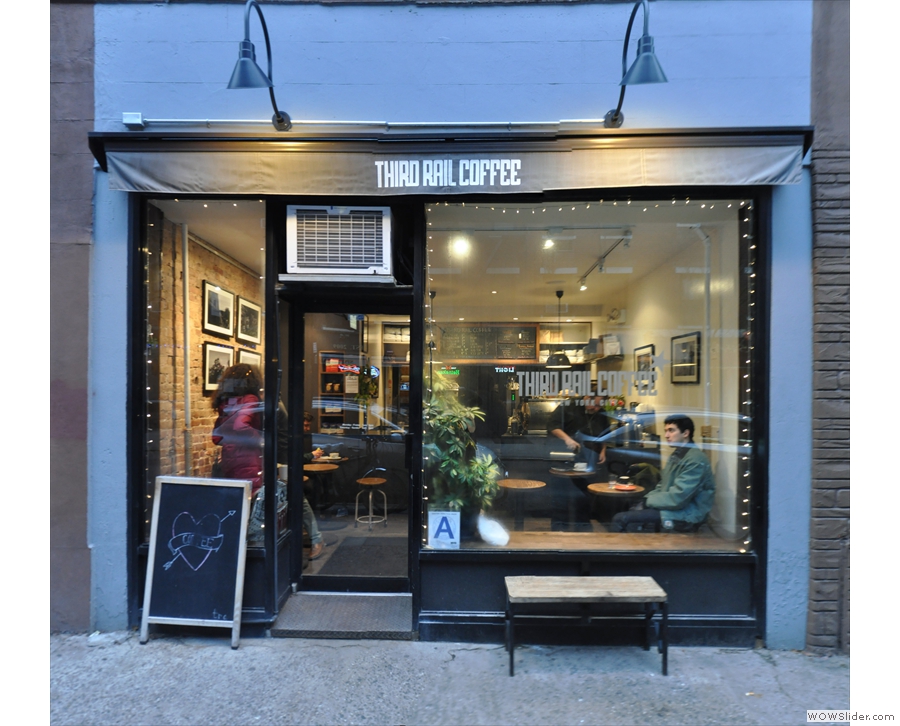 New York City's original branch of Third Rail Coffee on Sullivan Street in Greenwich Village.