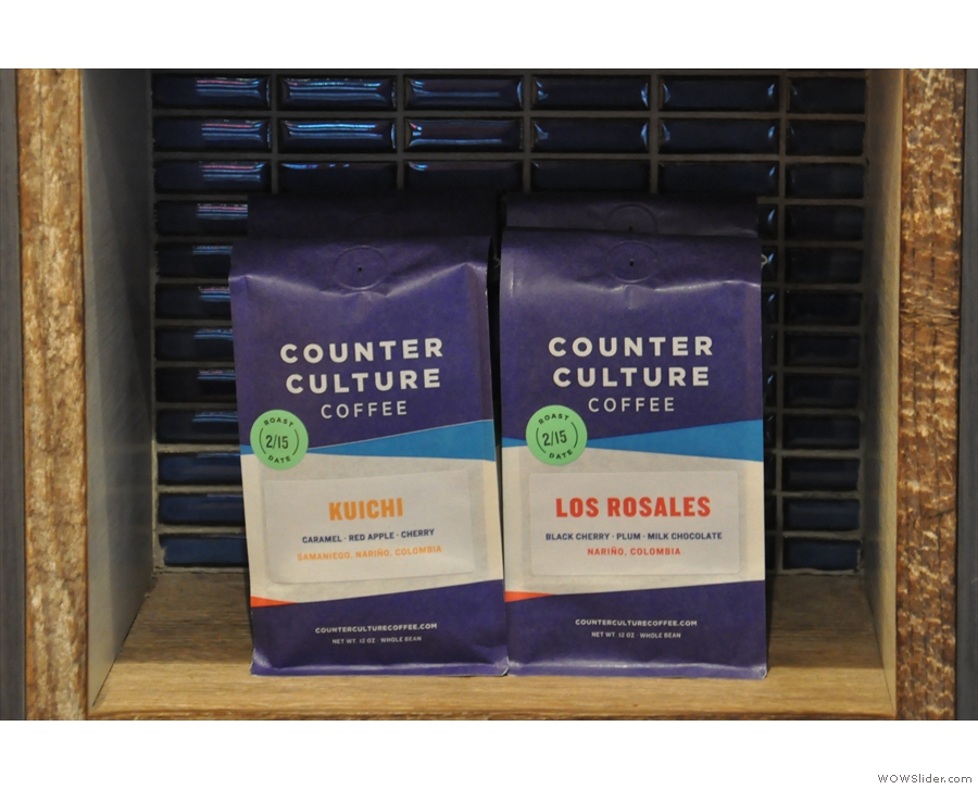 Counter Culture, the house roaster, is prominantly displayed...
