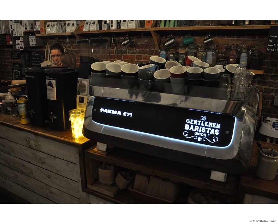 The heart of the (espresso) operation is this state-of-the-art Faema E71.