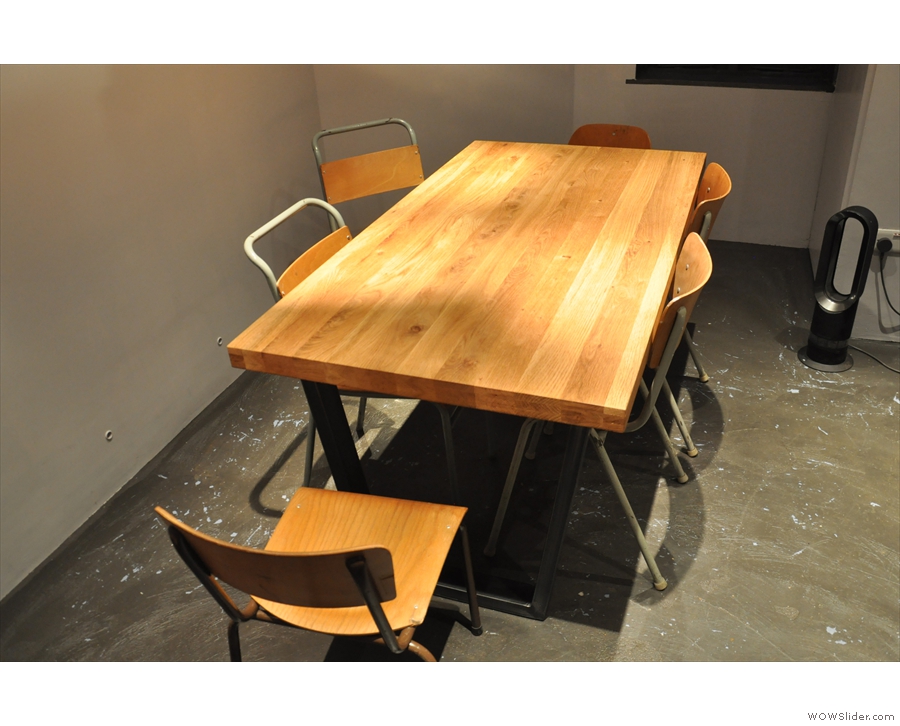 There's a six-seat communal table...