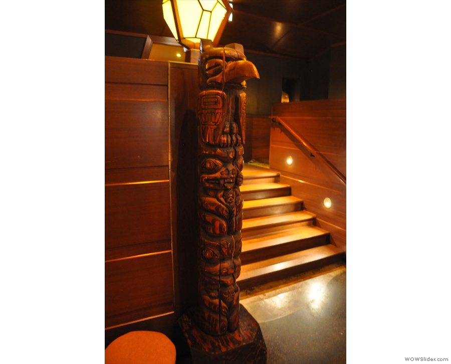 It's not just lights though. This carved pillar is at the bottom of the stairs.