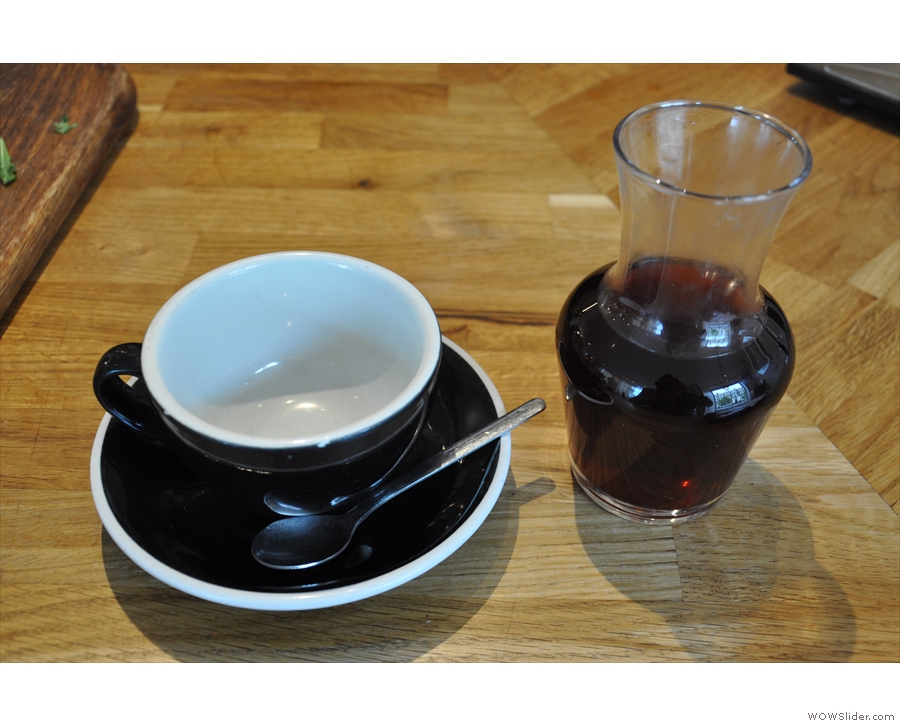 My filter from my visit in June, beautifully served in a carafe with a cup on the side.