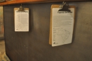 Clipboards hang under the counter with more details for the single-origins.