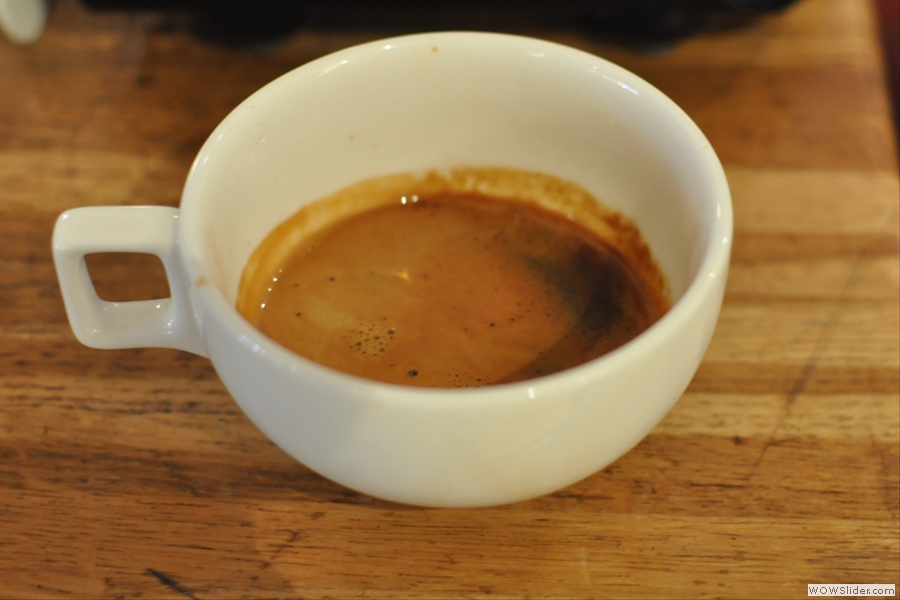 The resulting espresso before the addition of the milk.