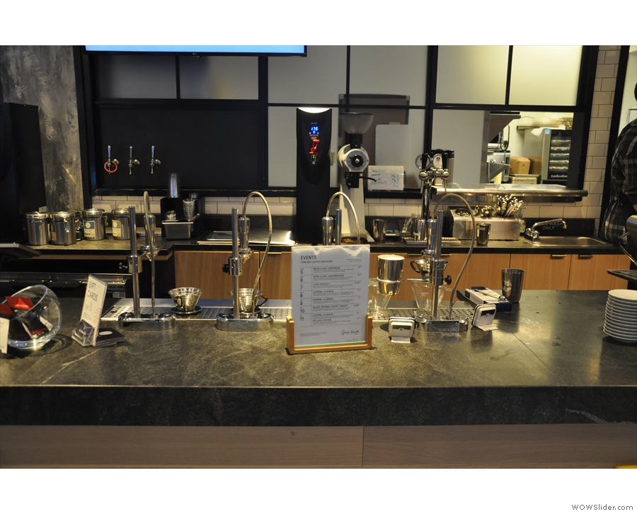 Next, in the centre of the counter, are four Modbar pour-over modules...