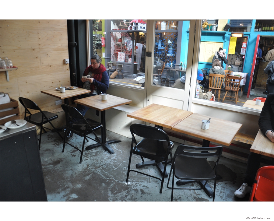 ... with seating all the way around the outside. There are tables along the 2nd Avenue side.