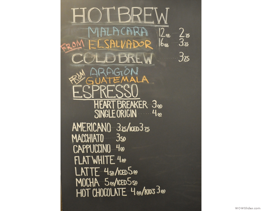 These are the bulk-brew ('hot brew'), cold-brew and espresso choices...