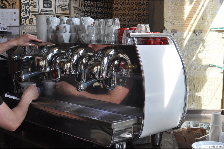 Look at that espresso machine by the way. It's a Victoria Arduino Adonis. You don't see many of those over here... Lovely machine!
