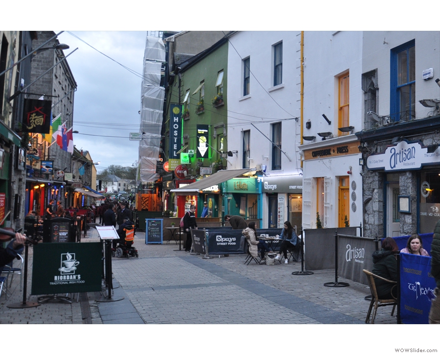 On the busy, pedestrianised Quay Street in the historic heart of Galway...