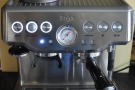 Operating the Barista Express is a piece of cake: just switch it on with the button on the left.