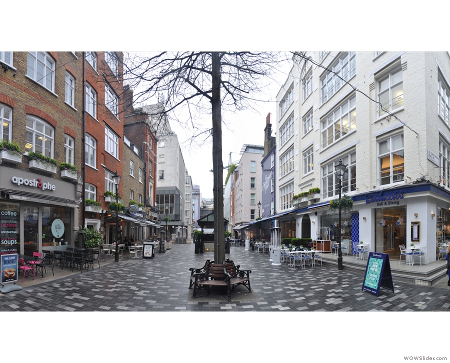 St Christopher's Place, just north of London's Oxford Street. This is the pretty view...
