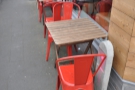 There's plenty of outside seating. These three tables are on the Exeter Road side...