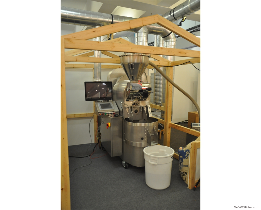 It does have some quieter areas, such as this, the roasting & cupping area.