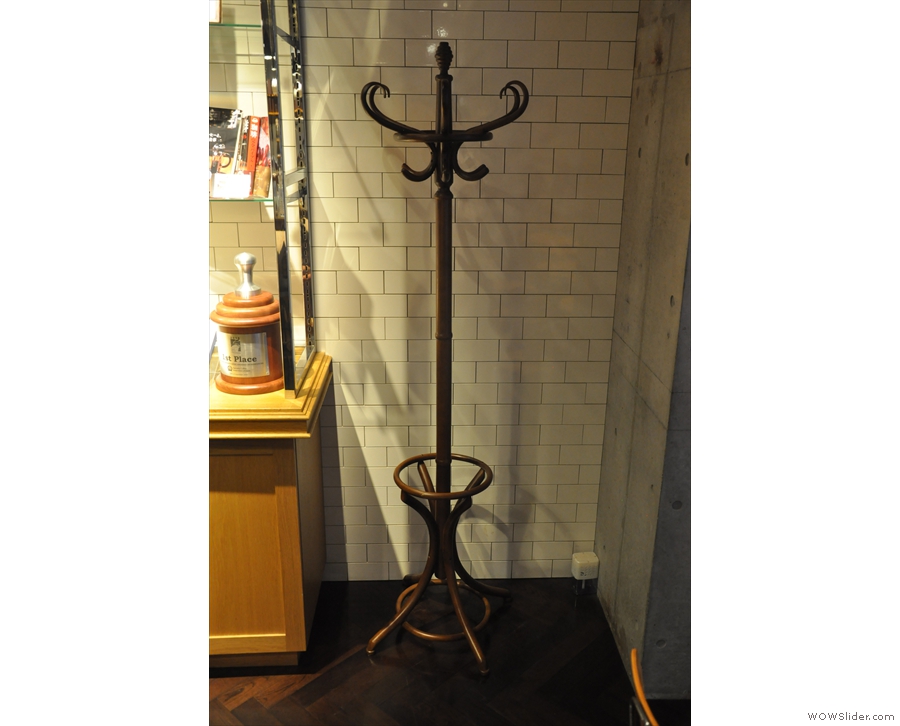 As well as pretty lights, there are elegant coat stands.