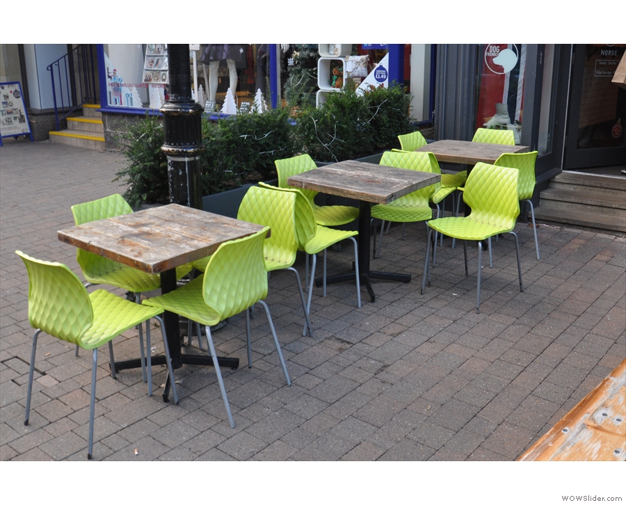 There's plenty of outside seating though. I particularly liked the bright green chairs.