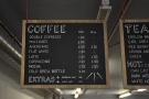 An espresso-based coffee menu to the left...