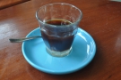 My coffee. I like it served like this, because it means that you can taste the black coffee...