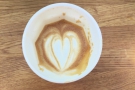 The latte art in detail.