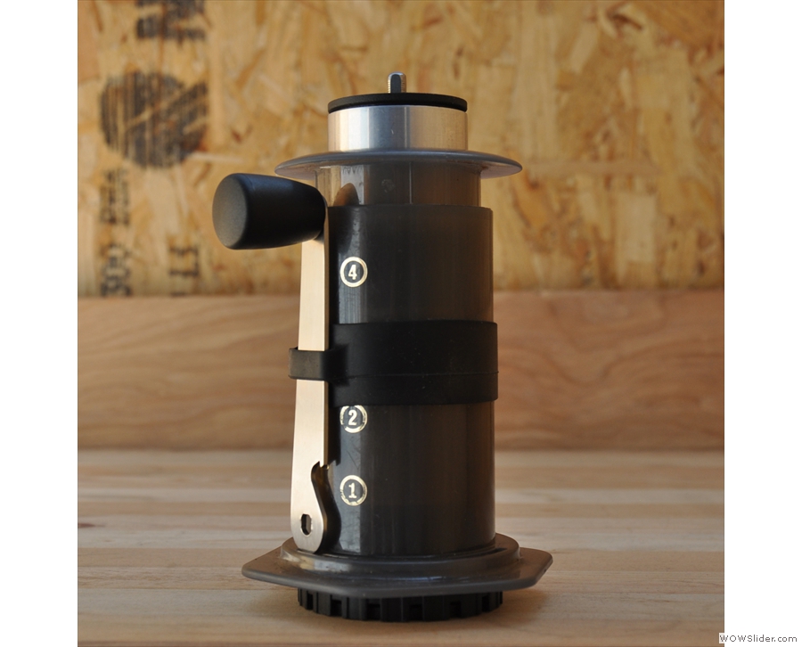... because it fits inside, the handle fitting into the holder that goes around the Aeropress.